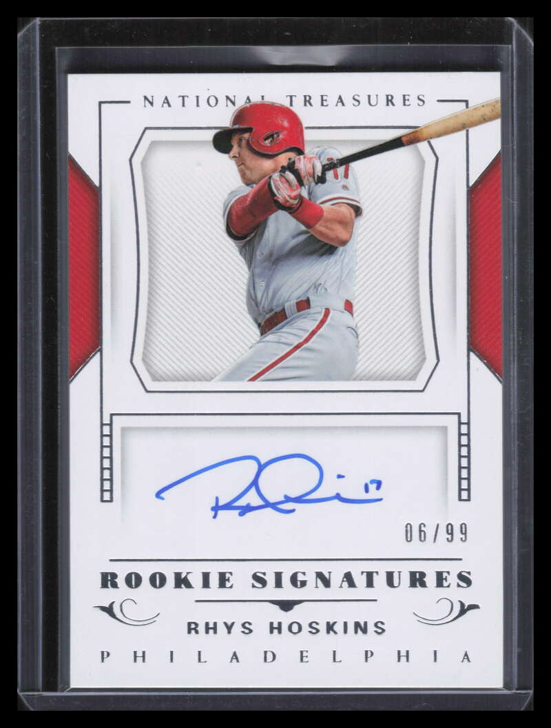 2018 Panini National Treasures Signatures 34 Rhys Hoskins Rookie Auto 6/99