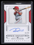 2018 Panini National Treasures Signatures 34 Rhys Hoskins Rookie Auto 6/99