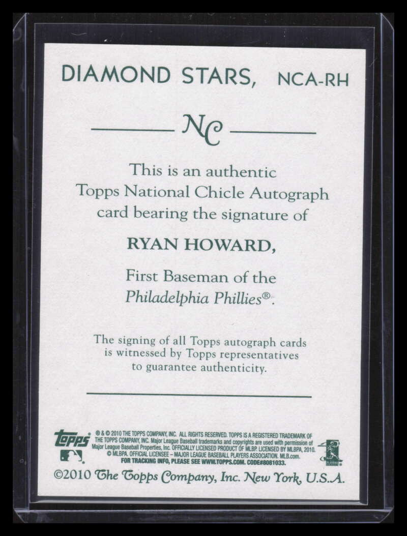 2010 Topps National Chicle Autographs RH Ryan Howard Auto