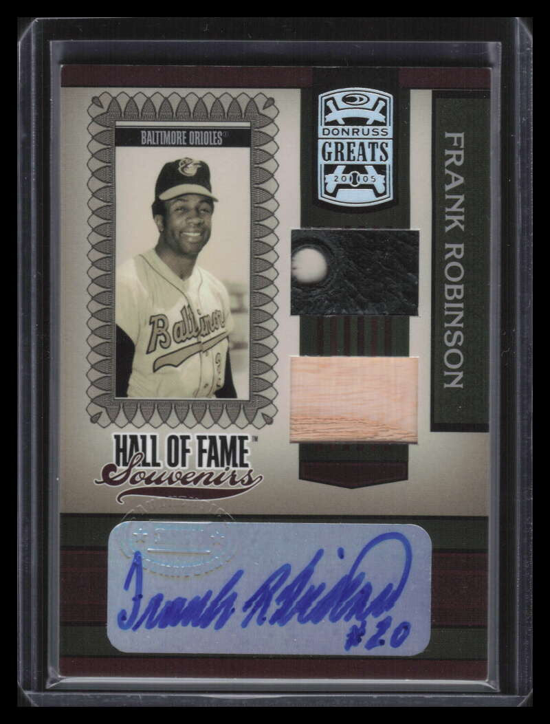 2005 Donruss Greats Hall Fame Souvenirs Frank Robinson Bat Shoes Cleats Auto /39