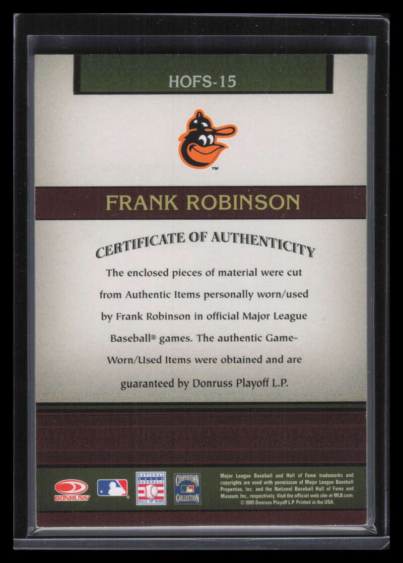 2005 Donruss Greats Hall Fame Souvenirs Frank Robinson Bat Shoes Cleats Auto /39