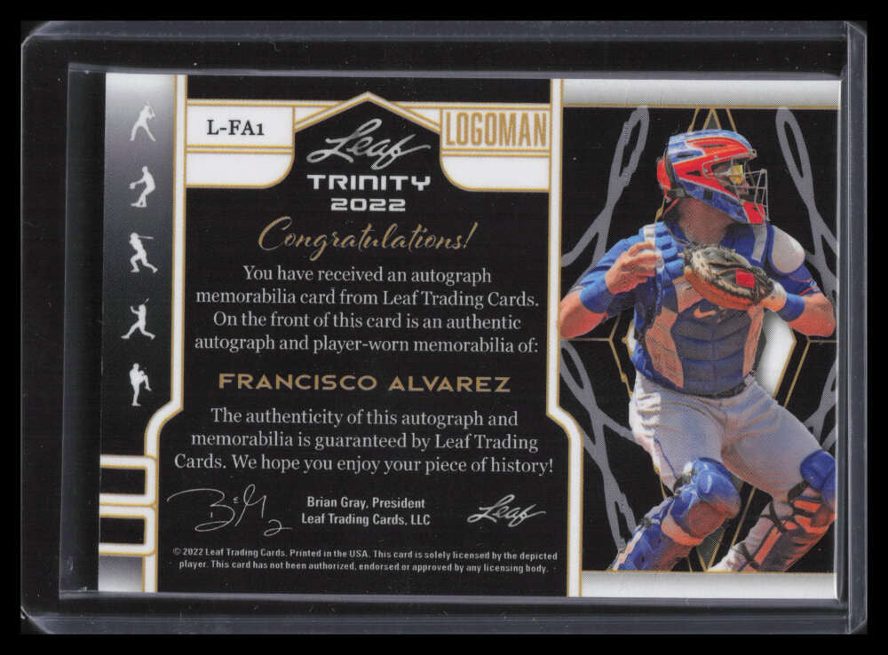 2022 Leaf Trinity Silver lfa1 Francisco Alvarez Rookie Logoman Patch Auto 1/1