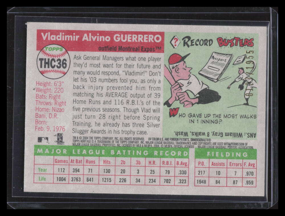 DELETE 147248 2004 Topps Heritage Chrome thc36 Vladimir Guerrero 127/1955