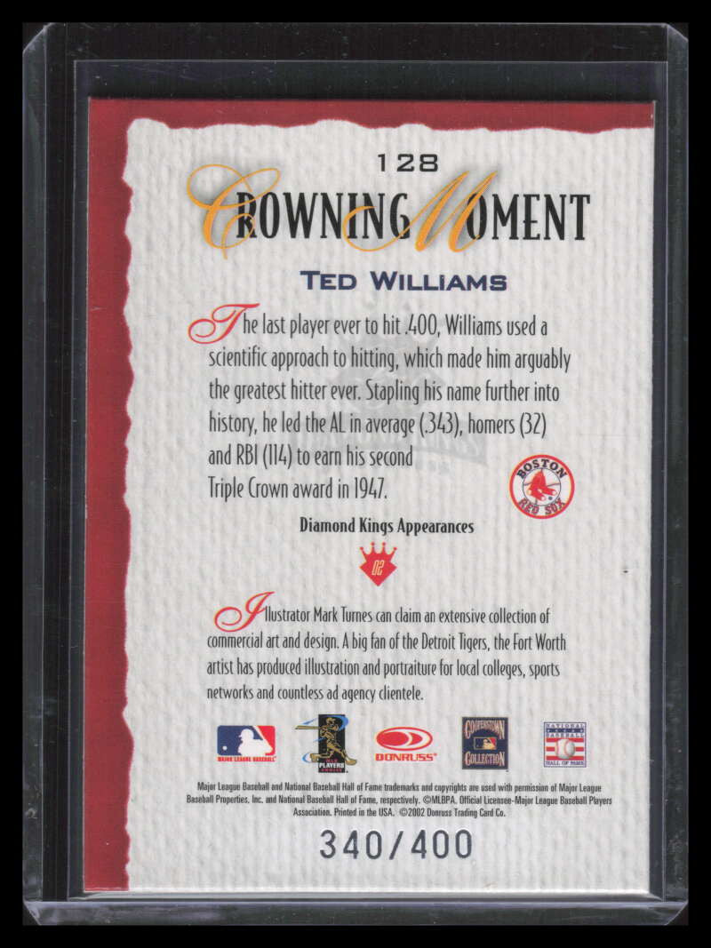 2002 Diamond Kings Silver Foil 128 Ted Williams 340/400