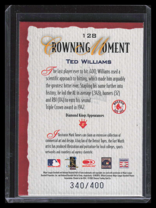 2002 Diamond Kings Silver Foil 128 Ted Williams 340/400