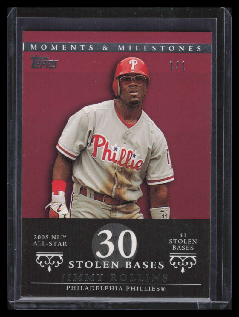 2007 Topps Moments and Milestones Red 132-30 Jimmy Rollins 1/1