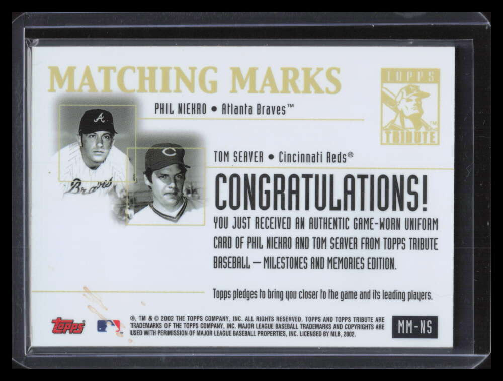 2002 Topps Tribute Matching Marks NS Niekro Steve Carlton Dual Jersey READ