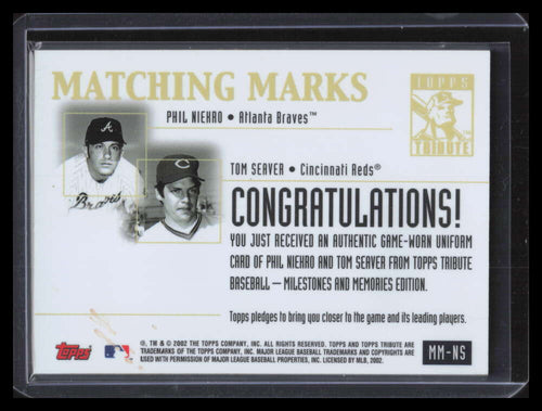2002 Topps Tribute Matching Marks NS Niekro Steve Carlton Dual Jersey READ