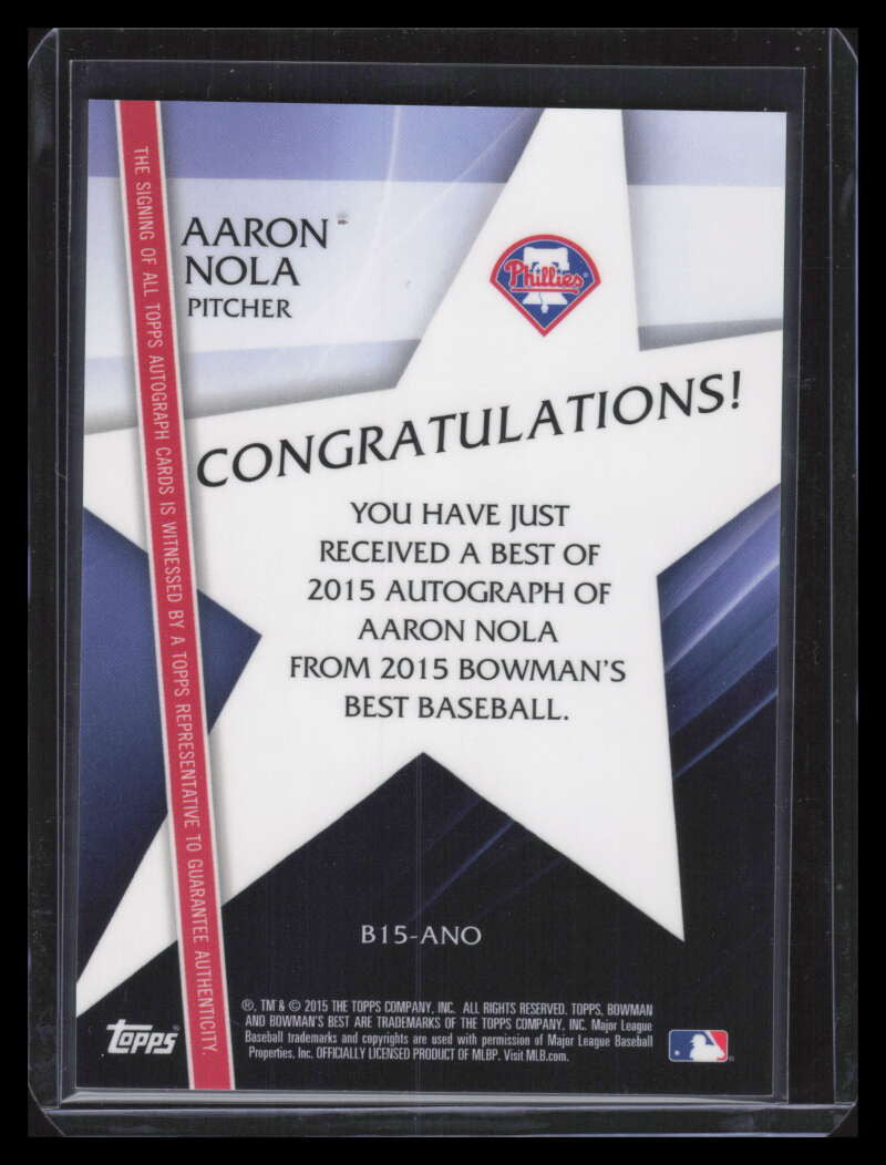 2015 Bowman's Best Best of '15 Autographs b15ano Aaron Nola Rookie Auto
