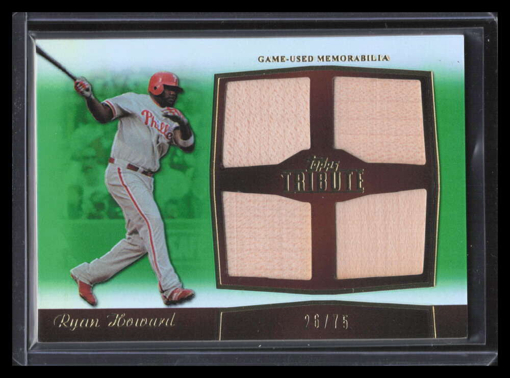 2011 Topps Tribute Quad Relics Green RH Ryan Howard Quad Bat 26/75