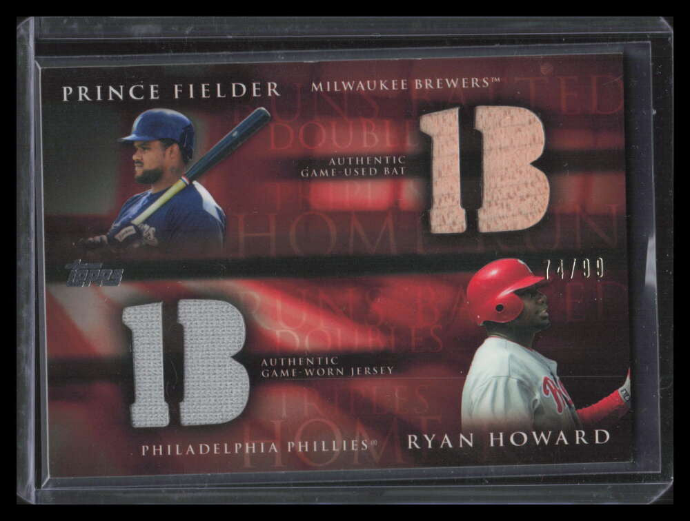 2009 Topps Career Best Relics Prince Fielder Ryan Howard Dual Bat Jersey 74/99