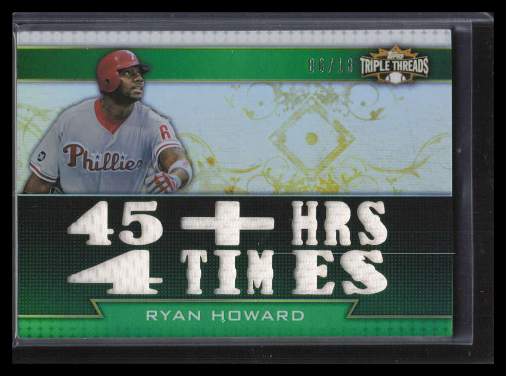 2011 Topps Triple Threads Relics Emerald ttr44 Ryan Howard Triple Jersey 6/18
