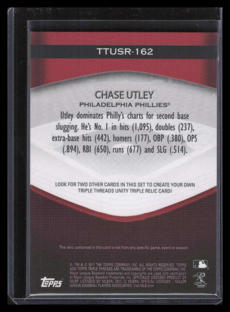 2011 Topps Triple Threads Unity Relics ttus162 Chase Utley Jersey 6/36