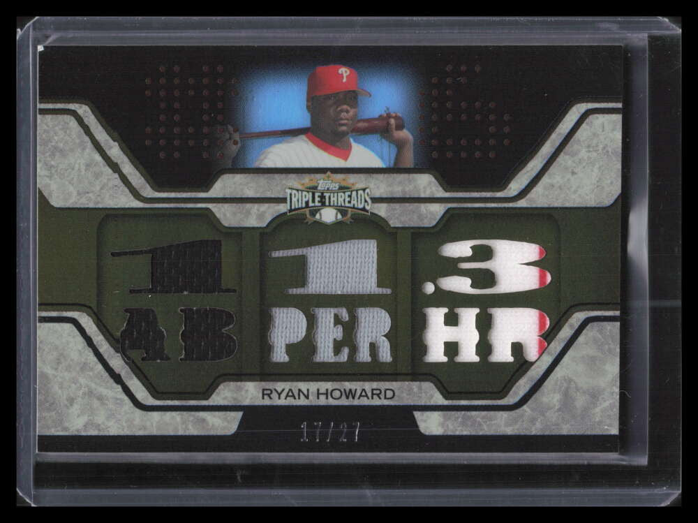 2008 Topps Triple Threads Relics Sepia 111 Ryan Howard Triple Jersey 17/27
