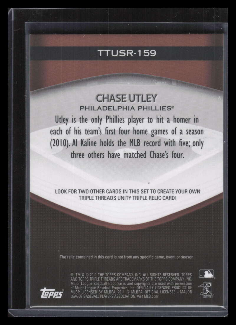 2011 Topps Triple Threads Unity Relics Sepia ttus159 Chase Utley Jersey 19/27