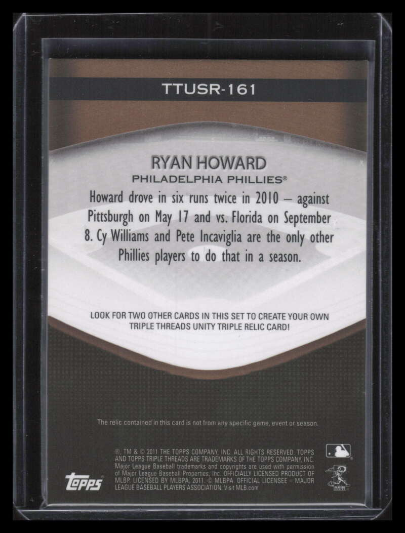 2011 Topps Triple Threads Unity Relics Gold ttus161 Ryan Howard Jersey 7/9