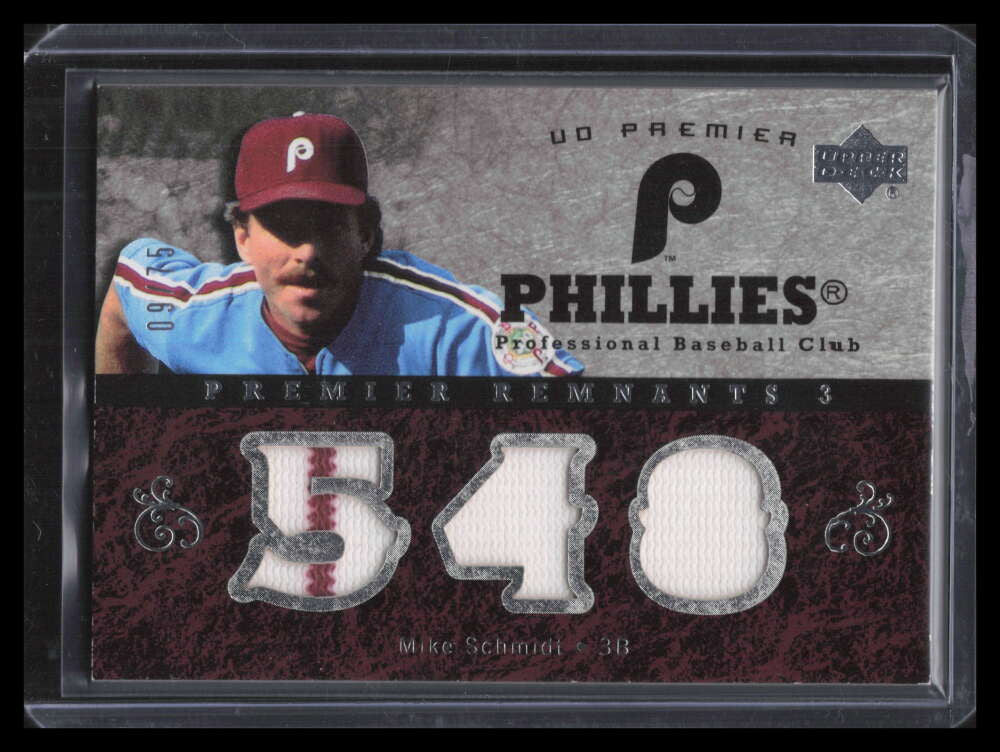 SOLD 147432 2007 Upper Deck Premier Remnants Triple MS Mike Schmidt Triple Jersey 9/75