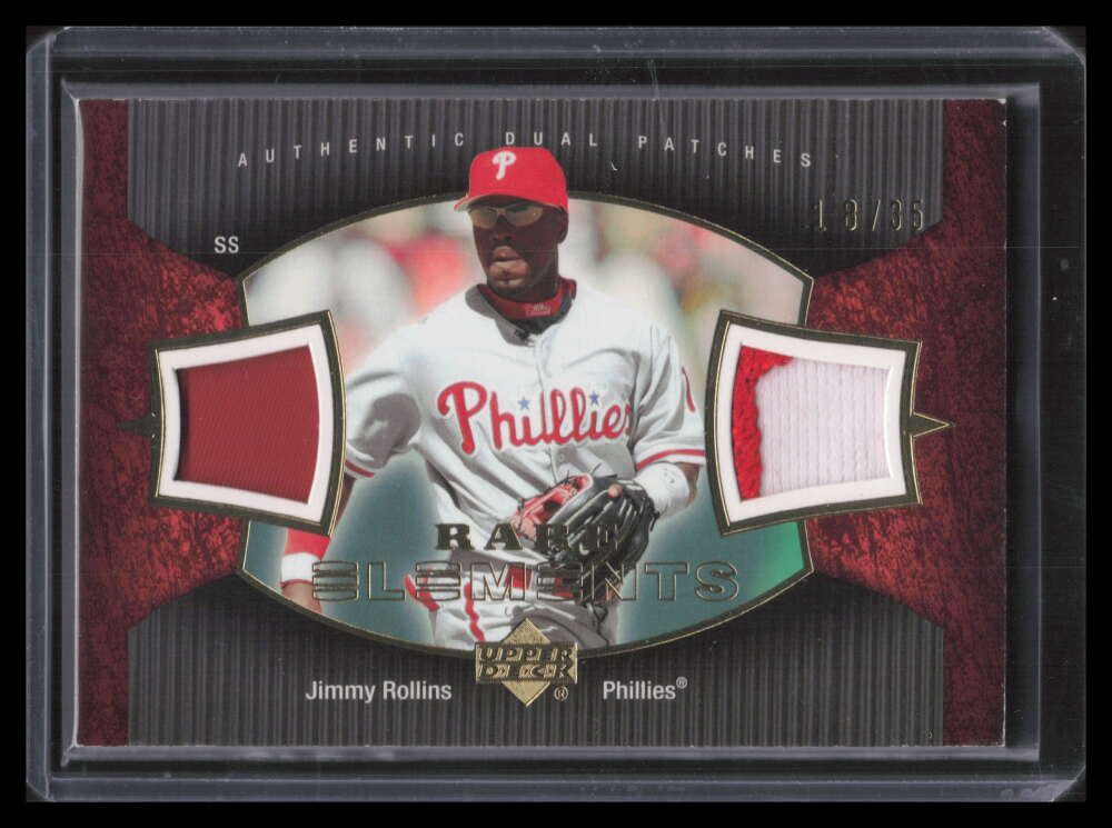 2007 Upper Deck Elements Rare Elements Patches JR Jimmy Rollins Dual Patch 18/35
