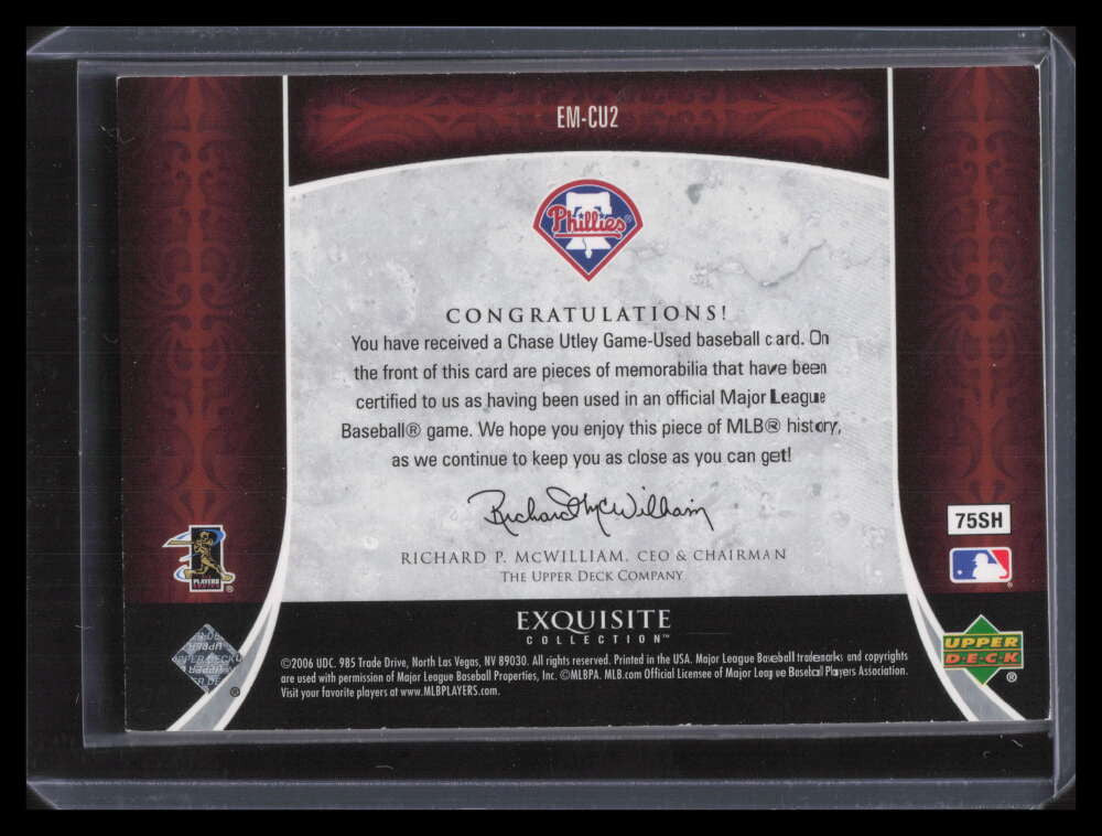 DELETE 147445 2006 Exquisite Collection Memorabilia cu2 Chase Utley Triple Jersey 40/45