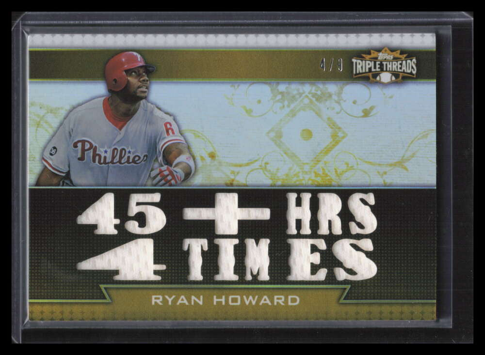 2011 Topps Triple Threads Relics Gold ttr44 Ryan Howard Triple Jersey 4/9