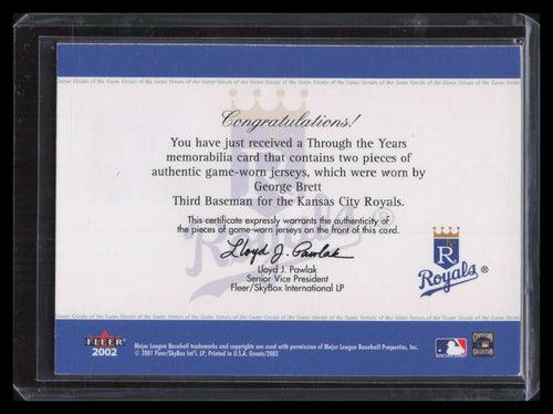 2002 Greats of the Game Through the Years Level 2 George Brett Dual Jersey 4/100
