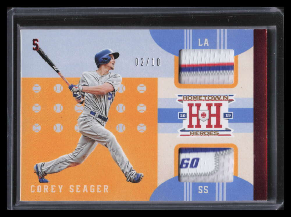 2019 Hometown Heroes Memorabilia 13 Corey Seager Dual Laundry Tag Patch 2/10