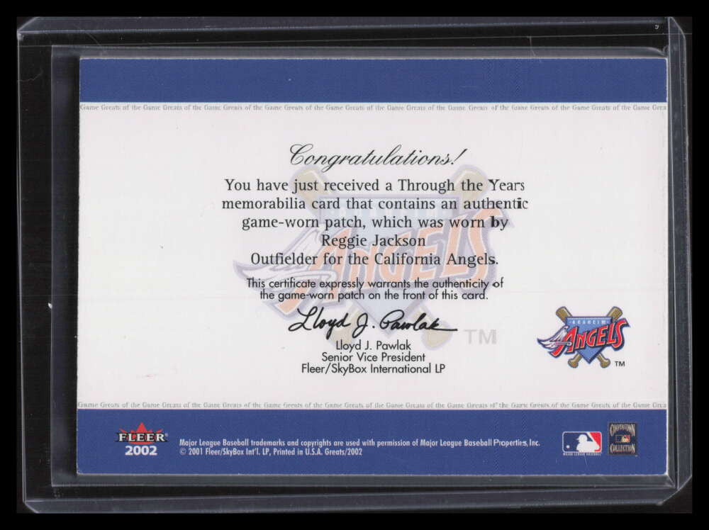 2002 Greats of the Game Through Years Level 1 Reggie Jackson Angels Patch 66/100