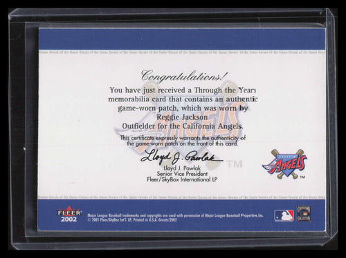 2002 Greats of the Game Through Years Level 1 Reggie Jackson Angels Patch 66/100