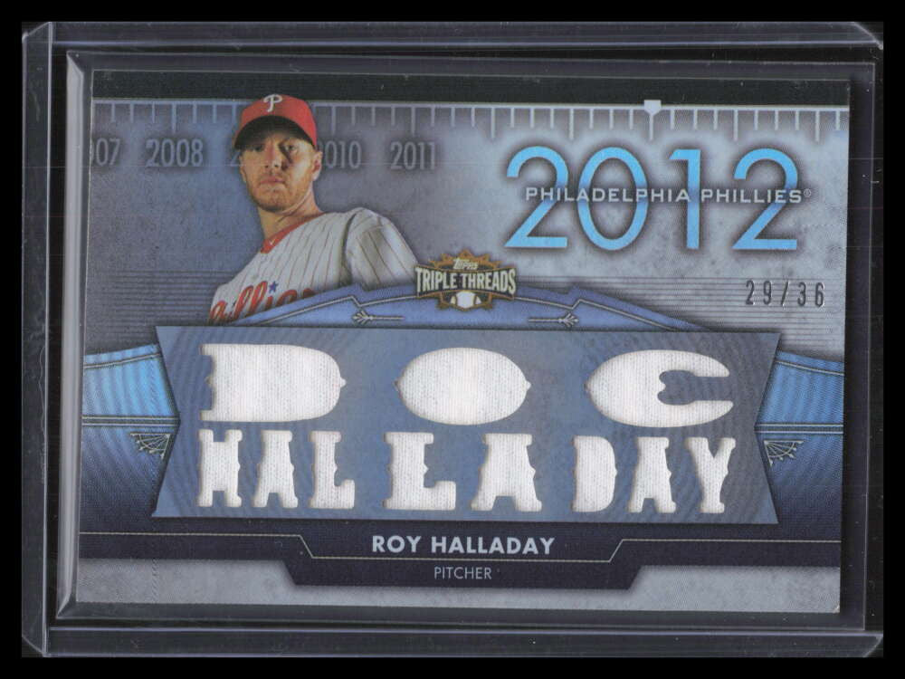 2012 Topps Triple Threads Flashback Relics Roy Halladay Dual Sided Jersey 29/36