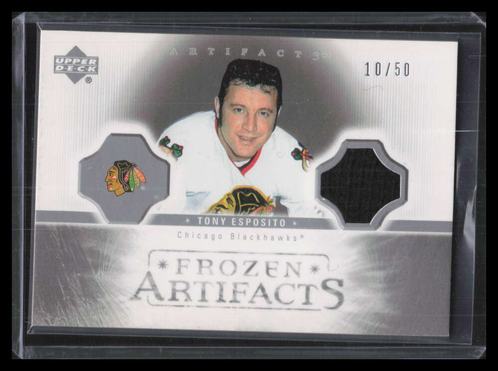 2005-06 Artifacts Frozen Artifacts Silver FATE Tony Esposito Jersey 10/50