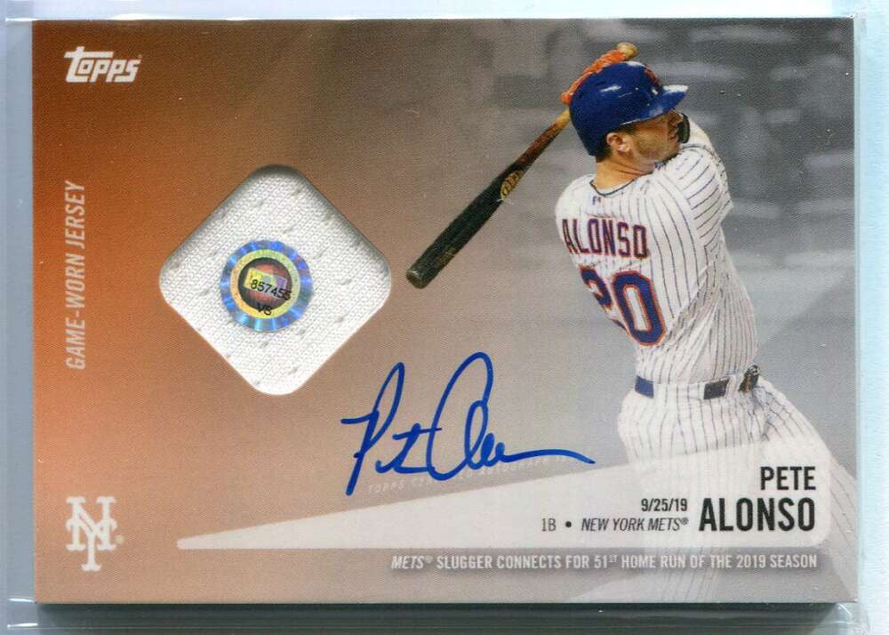 2021 Topps nym1a Pete Alonso 9/25/2019 Game Used Jersey Auto