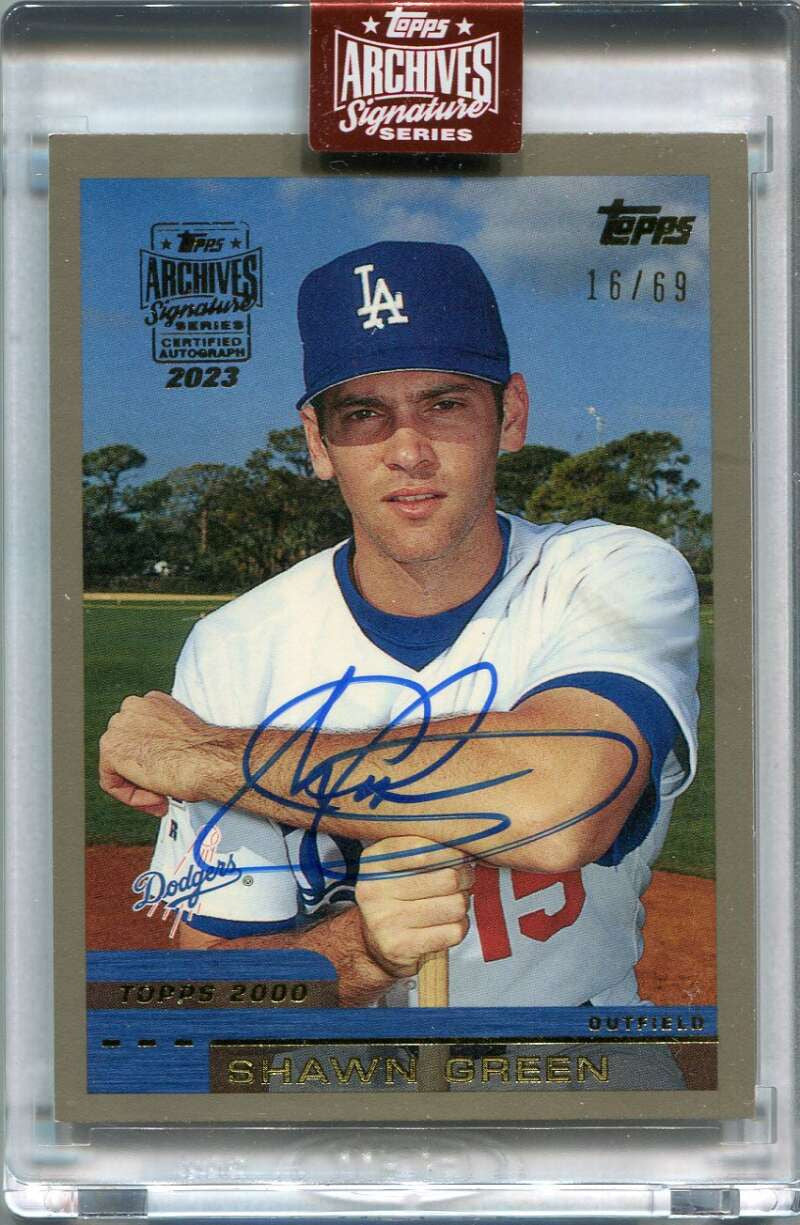 SOLD 147599 2023 Topps Archives Signature Series Retired Shawn Green Auto 16/69 2000 Topps