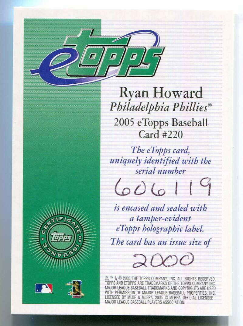 2005 eTopps 220 Ryan Howard /2000
