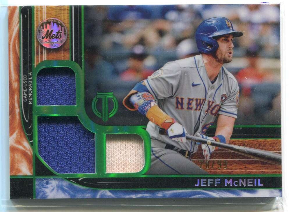 2022 Topps Tribute Triple Relics Green TTRJMC Jeff McNeil Triple Jersey 78/99