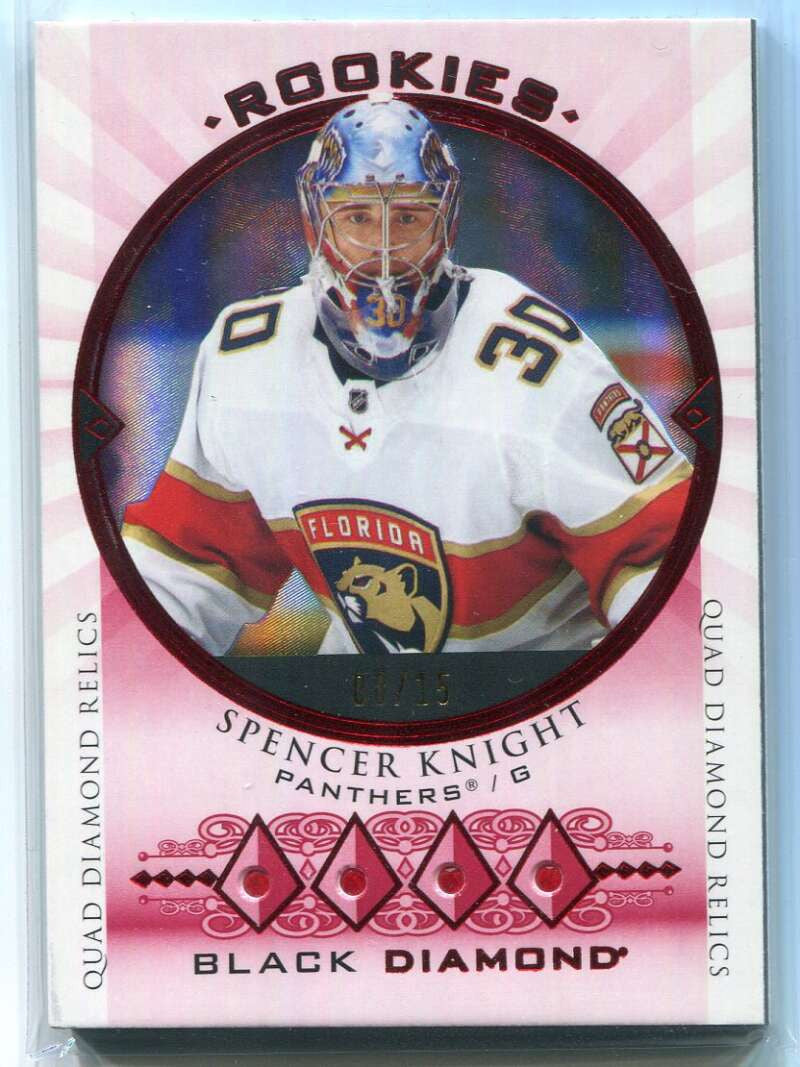 2021-22 Black Diamond '15-16 Relic Gems Tribute Spencer Knight Rookie Quad 8/15