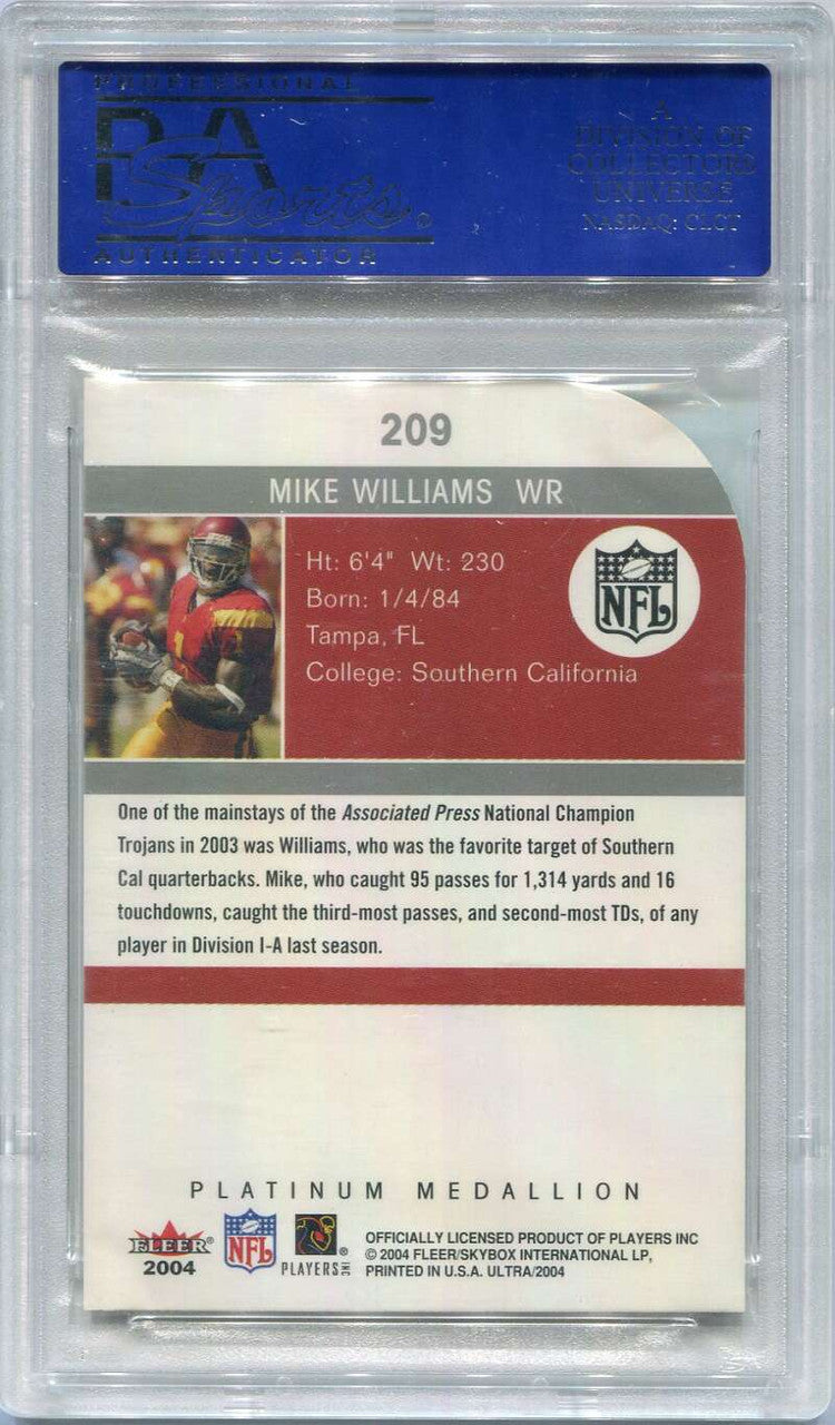2004 Ultra Platinum Medallion Mike Williams RC Lucky 13 PSA 10 NO SERIAL NUMBER