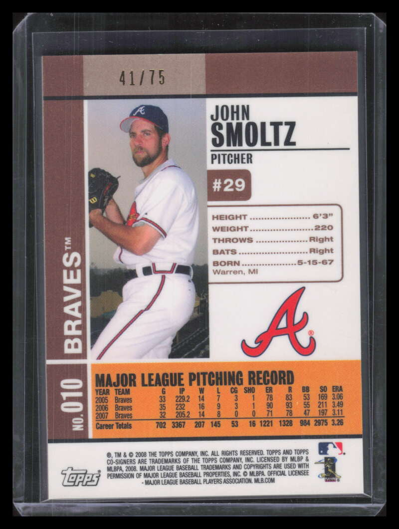 2008 Topps Co-Signers Hyper Plaid Bronze 10b Tom Glavine John Smoltz 41/75