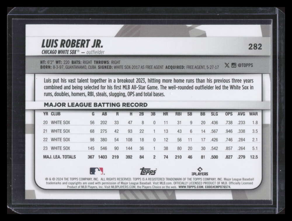 2024 Topps Big League 282 Luis Robert Jr. RED FOIL