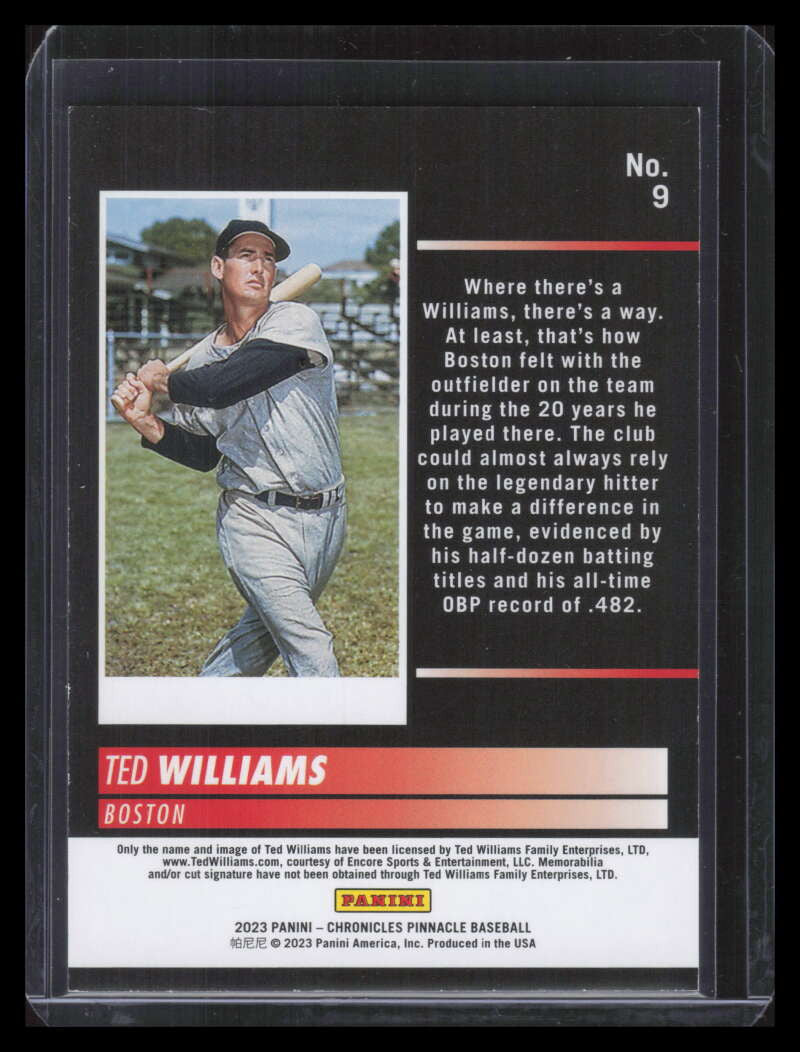 2023 Panini Chronicles Pinnacle Red 9 Ted Williams 47/100