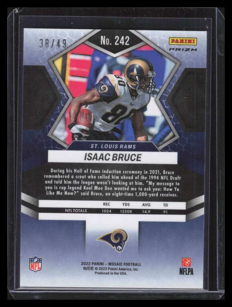 2022 Panini Mosaic Mosaic Purple Refractor 242 Isaac Bruce 38/49