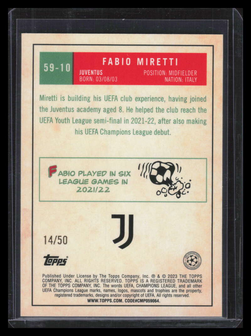 2022-23 Topps UEFA Club Competitions '59 Topps Gold 5910 Fabio Miretti 14/50