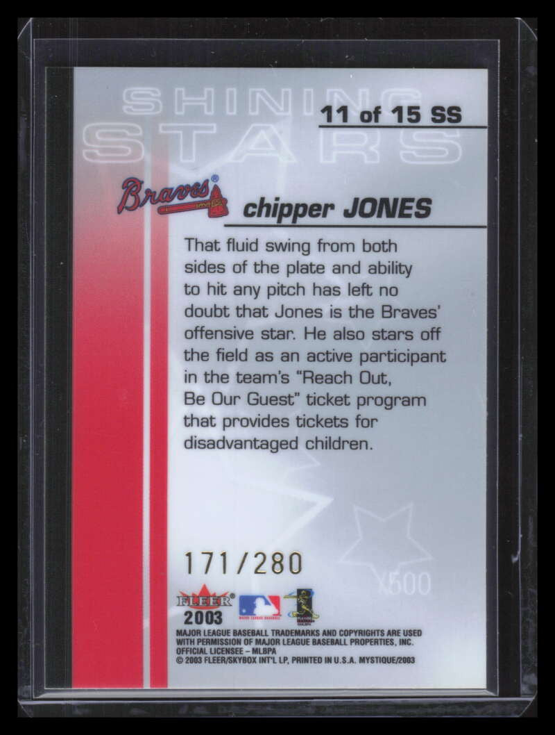 2003 Fleer Mystique Shining Stars Gold 11 Chipper Jones 171/280