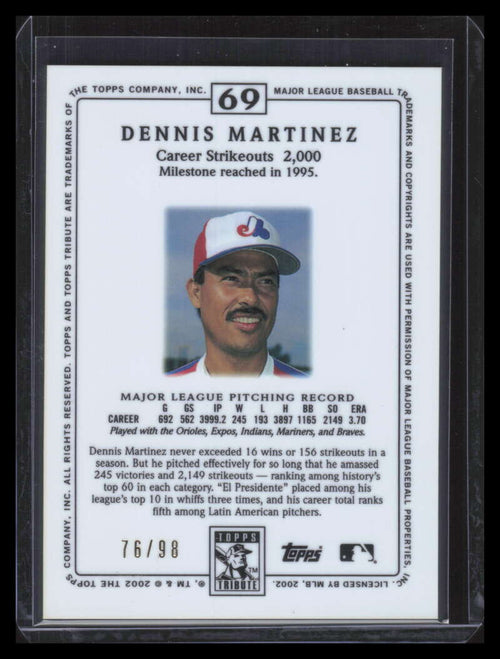 2002 Topps Tribute Lasting Impressions 69 Dennis Martinez 76/98
