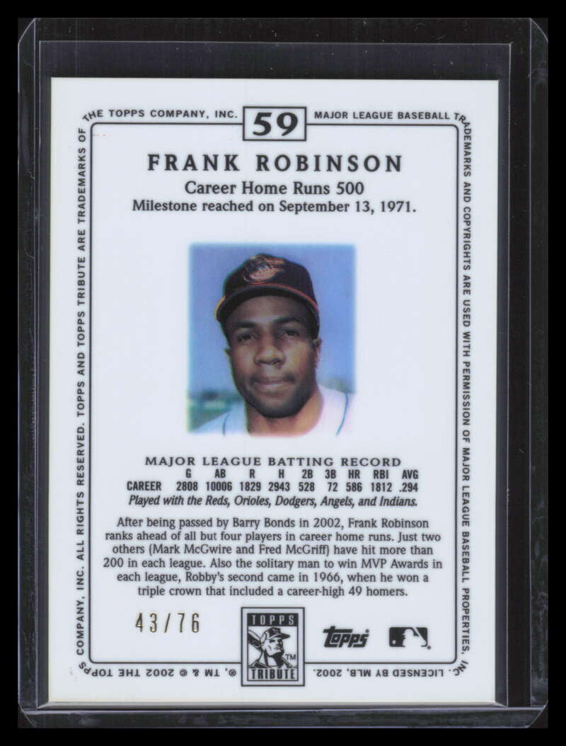 2002 Topps Tribute Lasting Impressions 59 Frank Robinson 43/76