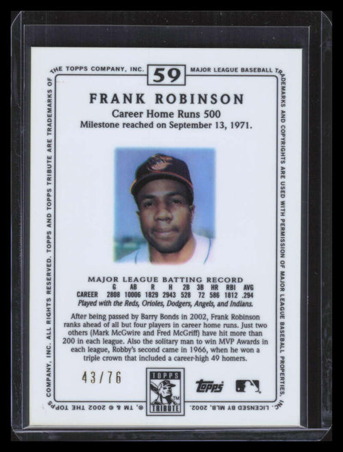 2002 Topps Tribute Lasting Impressions 59 Frank Robinson 43/76