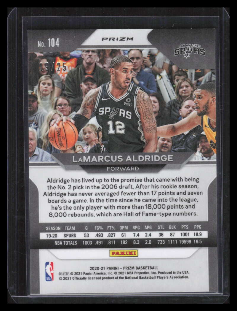 2020-21 Panini Prizm Prizms Mojo Refractor 104 LaMarcus Aldridge 19/25