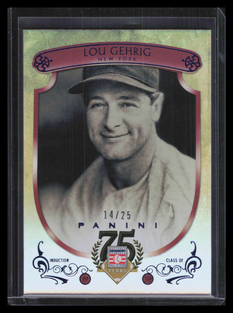 2014 Panini Hall of Fame Red Frame Blue 11 Lou Gehrig 14/25