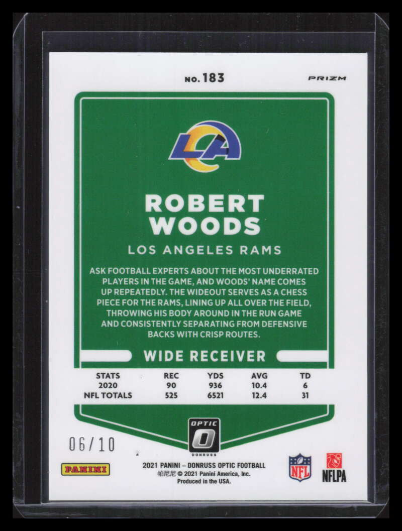 2021 Donruss Optic Gold Refractor 183 Robert Woods 6/10