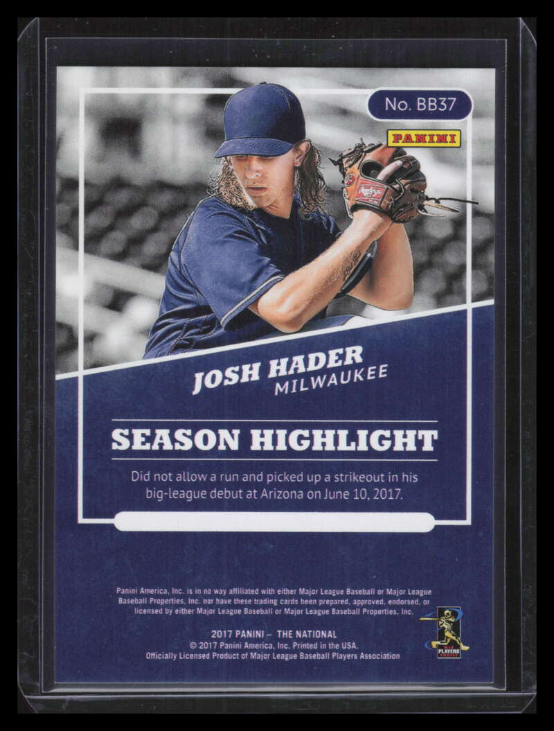 2017 Panini National Convention Pyramids bb37 Josh Hader Rookie 8/10