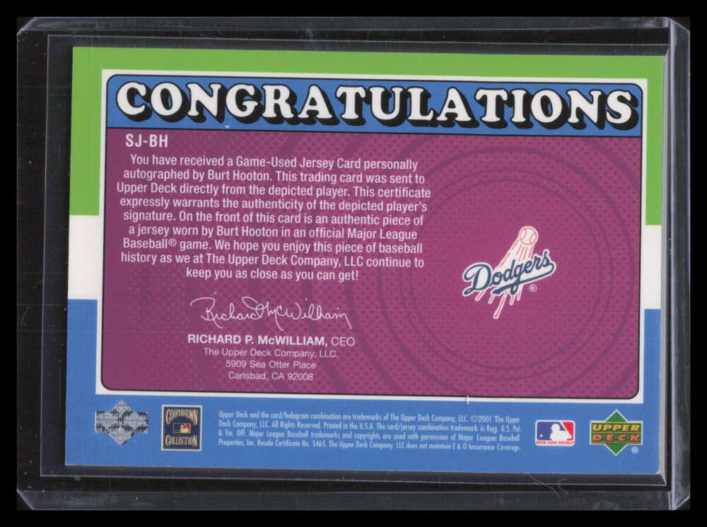 2001 Upper Deck Decade 1970's Game Autographs Burt Hotton Jersey Auto 137759